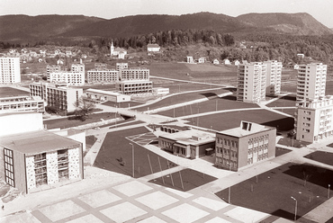 Velenje központja 1960-ban. Forrás: Joze Gal: Rudarsko naselje Velenje, 1960, október 27, commons.wikimedia.org, 2018