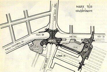 A nyugati tér alaprajza. Forrás: Magyar Építőművészet, 1978. 27. évf. 9-10. szám.