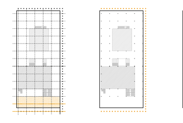 A Deichler Jakab Stúdió terve a Tata Szíve építészeti pályázaton - a rendezvényközpont módosítása: 1. bővítés, 2. aktív homlokzat, 3. főlépcső újragondolása, 4. átrium nyitható üvegteteje