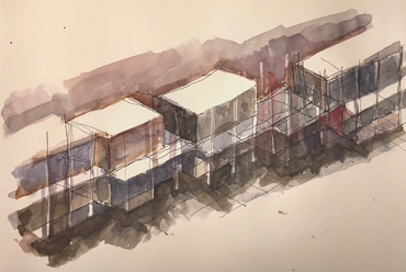 	Rajzok az épületek belső logikájáról, a lakások elhelyezkedéséről.  – terv: Laki Ábel