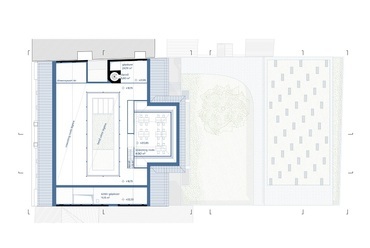 A Hetedik Műterem terve a Tranzit Ház Közösségi Tér és Képzési Központ Építészeti Tervpályázaton - galériaszint