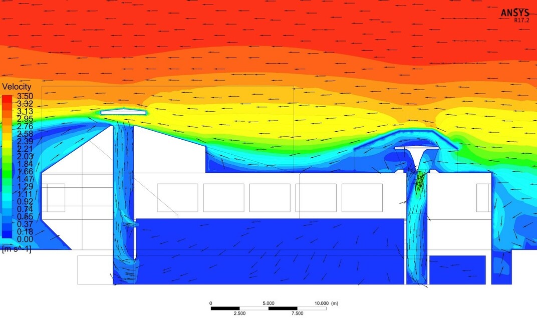 Termikus dinamikus szimulációs támogatással optimált hűtött-hűtött épület részek A/V hányadosa (tömegforma), a borászat kifejlesztett végső termikus modellje