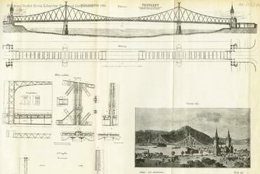 Schmahl Henrik és a Gregersen G. és Fiai cég által a Fővámtéri (Szabadság) hídra beadott, III. díjas terv részlete 1893-ból (FSZEK Budapest Gyűjtemény)