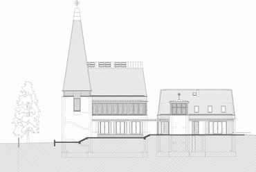 	Református templom és gyülekezeti központ Csömörön – délkeleti homlokzat – Tervező: 4plusz Építész Stúdió