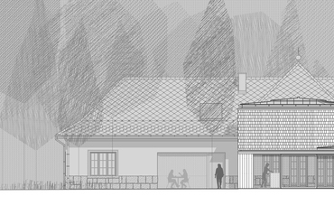 Normafa Síház rekonstrukciója és bővítése – északkeleti homlokzat – terv: Hetedik Műterem és Studio Konstella