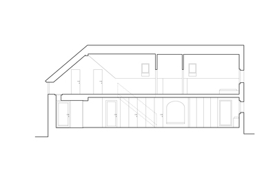 Atelier 111 Architekti: Kozina House, Trhové Sviny, Csehország. Metszet