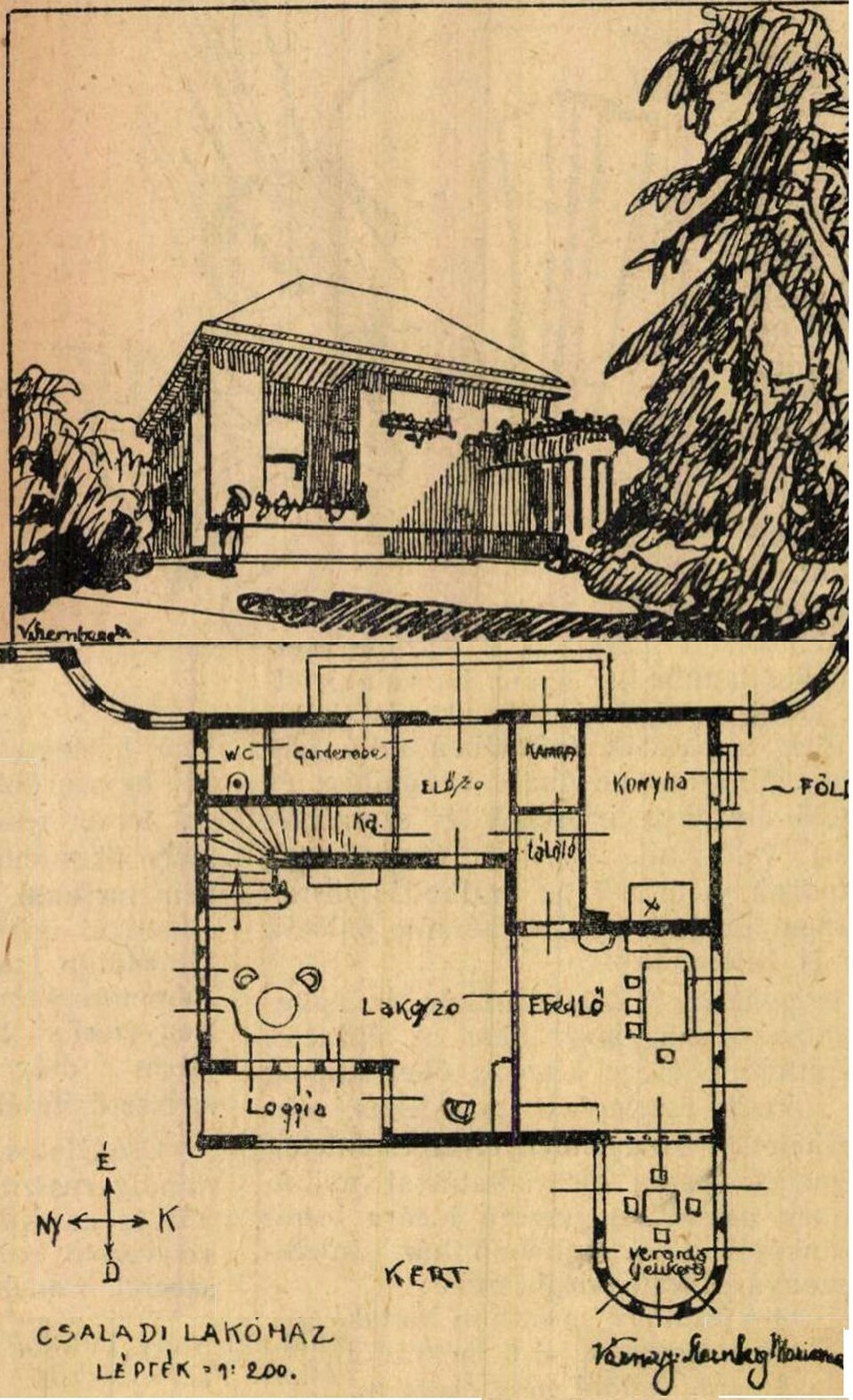 Várnay Marianne családi ház terve 1929-ből (Az Újság könyve 8., 1929/111. o.)