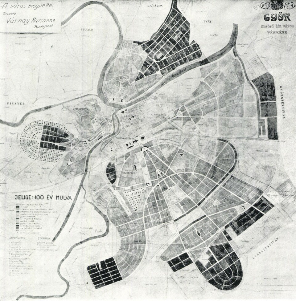 Várnay Marianne Győr város rendezésére kiírt, megvásárolt pályázati terve (Tér és Forma, 1929/12., 488. o.)