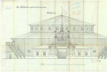 BEKETOW CIRKUSZ homlokzat tervrajz, 1908, Budapest – Forrás: Budapest Főváros Levéltára