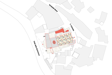 Helyszínrajz, A ReUse Italy pályázata a Grottole-ban található műemléki templomrom koncertteremmé alakítására, Tervező: Grafit Műterem