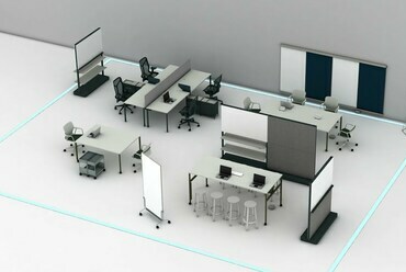 A Herman Miller OE1 Workspace Collectionnal a térrendezés, -változtatás egyszerű és gyors. Forrás: Europa Design 
