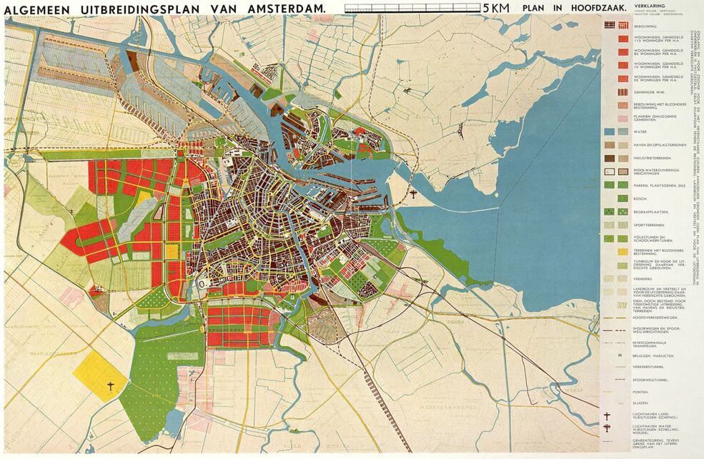 Amszterdam városrendezési terve (A.U.P.), 1934. Tervező: Cornelis van Eesteren. Forrás: repository.tudelft.nl