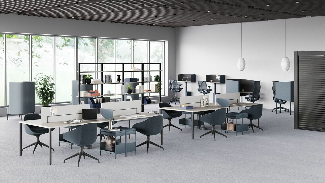 A Herman Miller OE1 Workspace Collection összeállítás sokoldalú felhasználást tesz lehetővé. Forrás: Europa Design