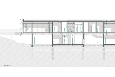 Aranyparti strandház – Hosszmetszet – Terv: Molnár Enikő