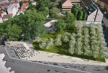 A Szentháromsági téri zöldfelületek megújítására kiírt nyílt tervpályázat munkája, Tervező: Deichler Jakab Stúdió, Újirány Csoport, 2022.