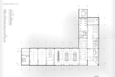 Földszinti alaprajz, Tűzoltóság, Debrecen, Diós Beáta, Óbudai Egyetem, Ybl Miklós Építéstudományi Kar
