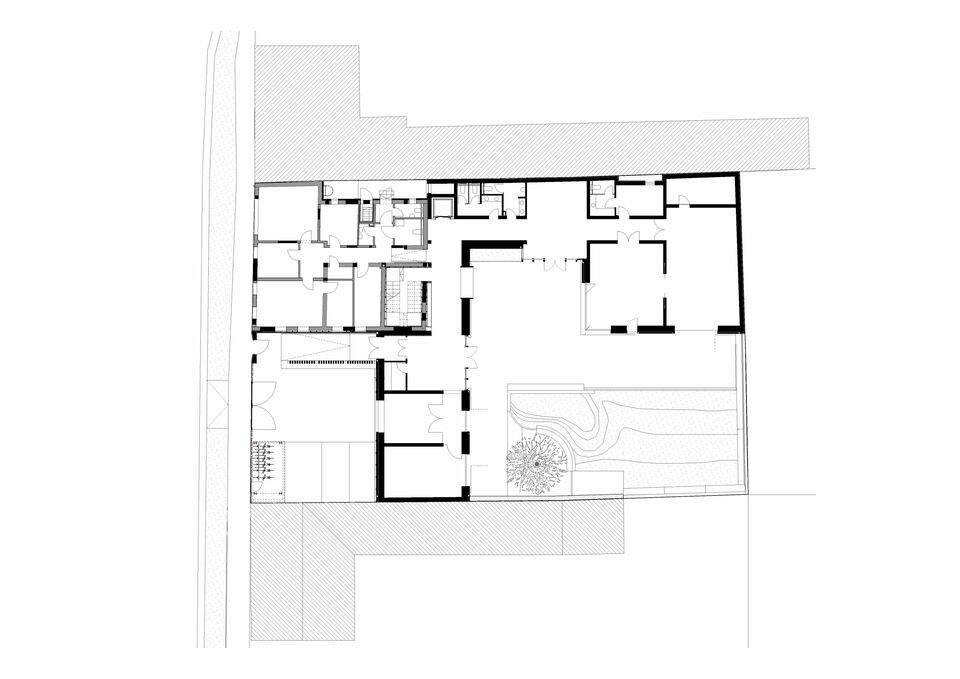 Marosvásárhelyi Caritas-központ – Földszinti alaprajz – Tervező: TEKTUM Arhitectura