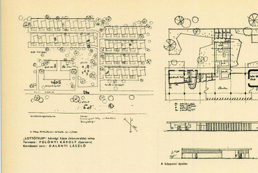 Polónyi Károly korai vázlata a lottótelepek kialakításához. A Balatonkörnyék Regionális Tervvázlata, publikált kivonat, 1958 / Forrás: Magyar Építőművészet 7 (1958) 4–5., 156.