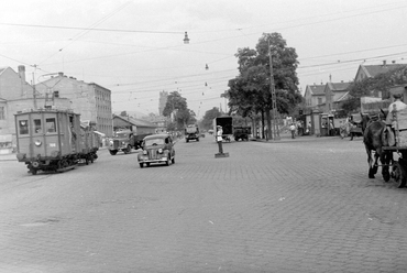 Orczy tér a Fiumei út felé nézve, jobbra a Józsefvárosi pályaudvar, 1954. Forrás: Fortepan / Magyar Rendőr