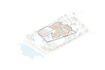 Biai Református Általános Iskola tervpályázat – a CAN Architects megvételt nyert terve – Távlati axonometria