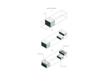 Axonometrikus rajz - Architekti zerozero: Leopoldov városháza.