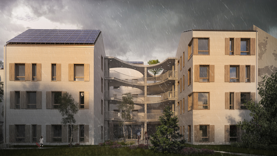 Az E-CO Housing projekt látványterve Zuglóban. Forrás: ABUD