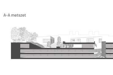 AA metszet - A 12 Raszter díjazott terve a Lantos Múzeum Pécs pályázaton.
