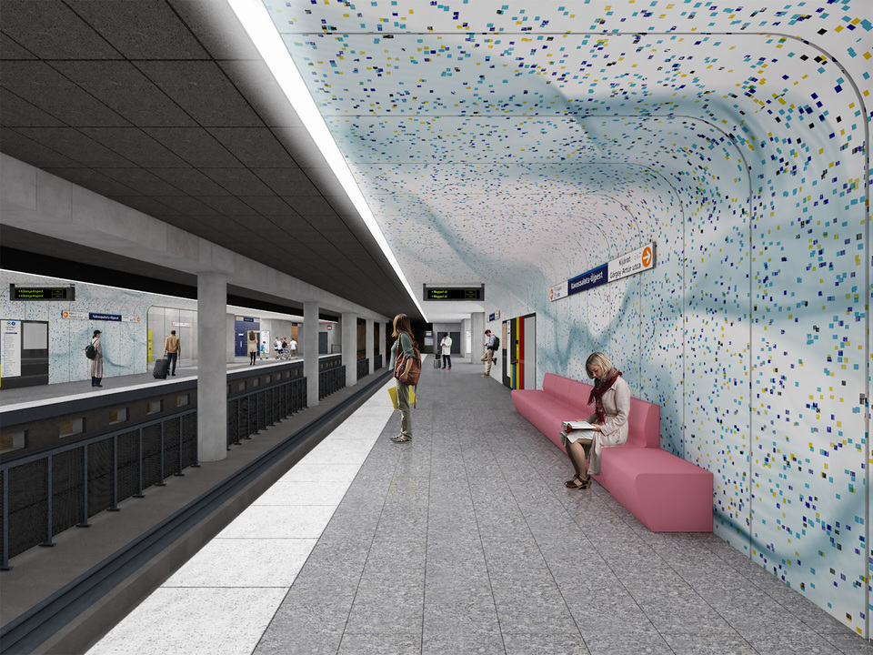 Az M3 metróvonal tervezett meghosszabbításának Rákospalota-Újpest állomása. Építészet: Paragram
