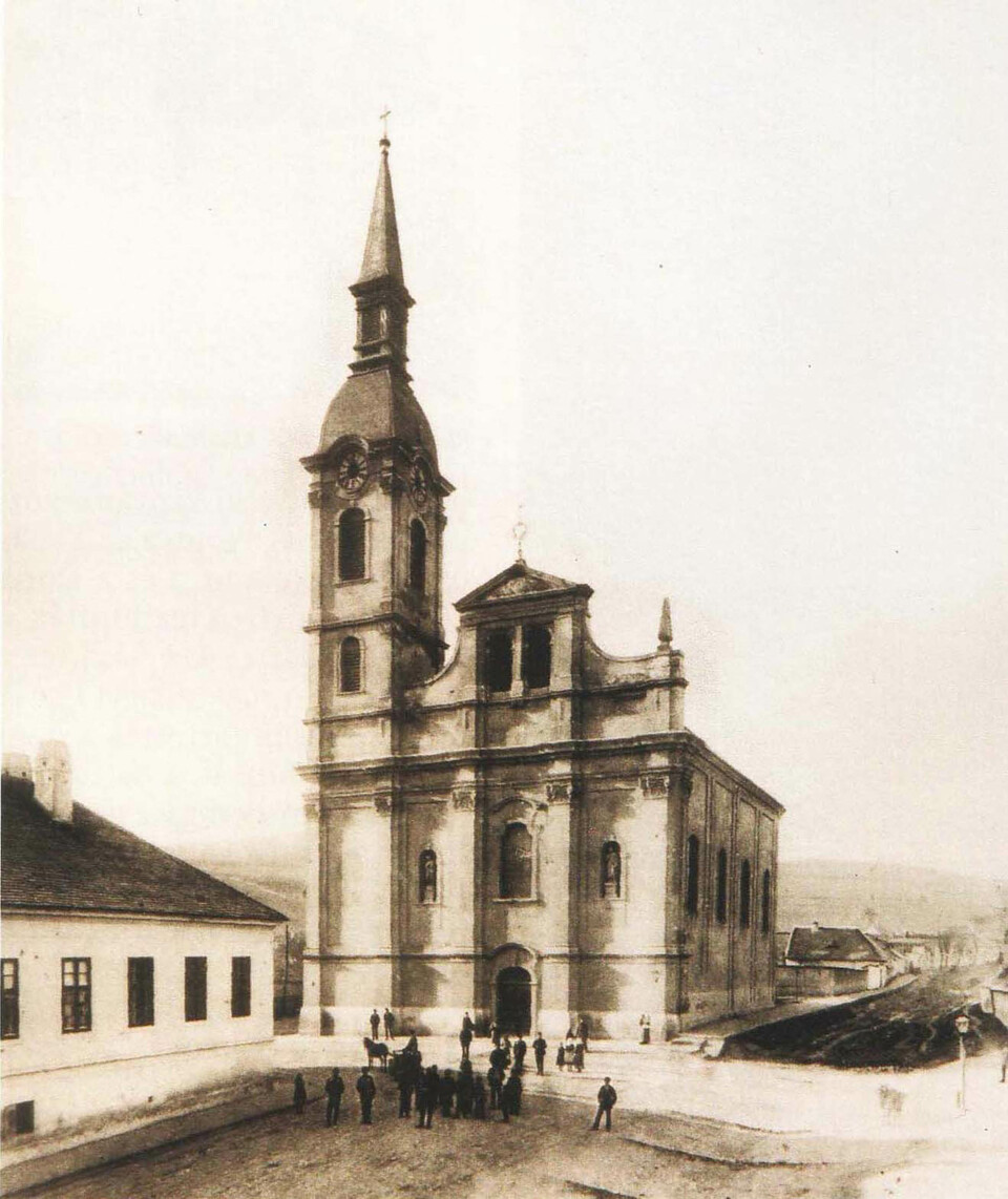 Az Újlaki templom az 1800-as évek közepén. Forrás: egykor.hu, Visnyovszky Levente
