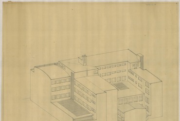 Vince Pál "888" jeligével beadott pályázati terve a Világosság Könyvnyomda és az SZDP székház épületére, 1947. MÉM MDK Múzeumi Osztály, leltári szám: 2023.18.7.
