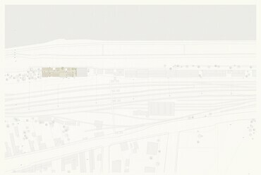 Helyszínrajz. Komáromi vízház átalakítása – Kerékpáros hostel. Imre Flóra diplomaterve. 2024.
