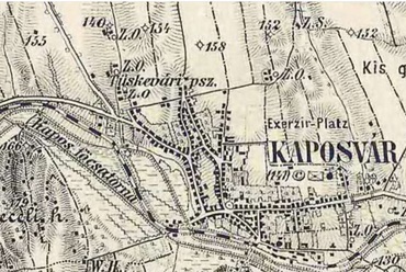 Kaposvár térképe az 1870-es években. Forrás: Arcanum
