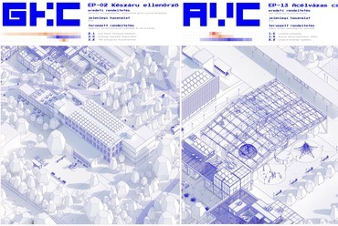 Épületek. A győri Richards Richard posztó-szövetgyár területének revitalizálása. Horváth Gábor és Horváth Gergely terve. 2024.
