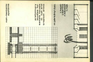 Párkányi Mihály munkáiból: Meleg, párás éghajlatra tervezett házak nem-tektonikus építési rendszere, tanulmány (1976)
