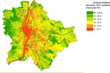 Budapest zöldfelület intenzitása, 2015. 

Forrás: Budapest Környezeti Állapotértékelése 2016  
