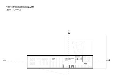 Könyvtár, 1. emeleti alaprajz. Petőfi Sándor Kulturális Központ építészeti tervpályázat, az AU.ROOM III. díjas terve, 2024.
