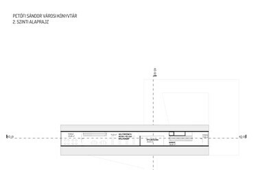 Könyvtár, 2. emeleti alaprajz. Petőfi Sándor Kulturális Központ építészeti tervpályázat, az AU.ROOM III. díjas terve, 2024.
