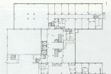 Az Irodaépület földszinti alaprajza. Forrás: MÉ, 1970
