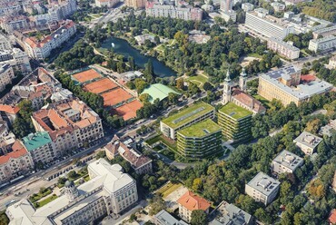 Látvány. 

A Vikár és Lukács Építész Stúdió I. helyezést elért pályaműve az MSZMP egykori Villányi úti pártépületének átalakítására.
